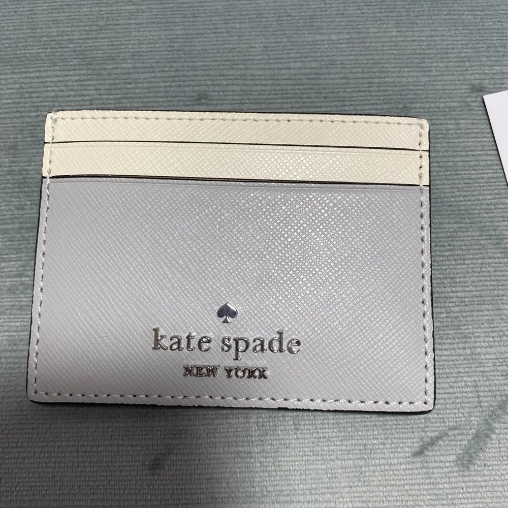 kate spade Two-Tone Gray and Cream Card Holder